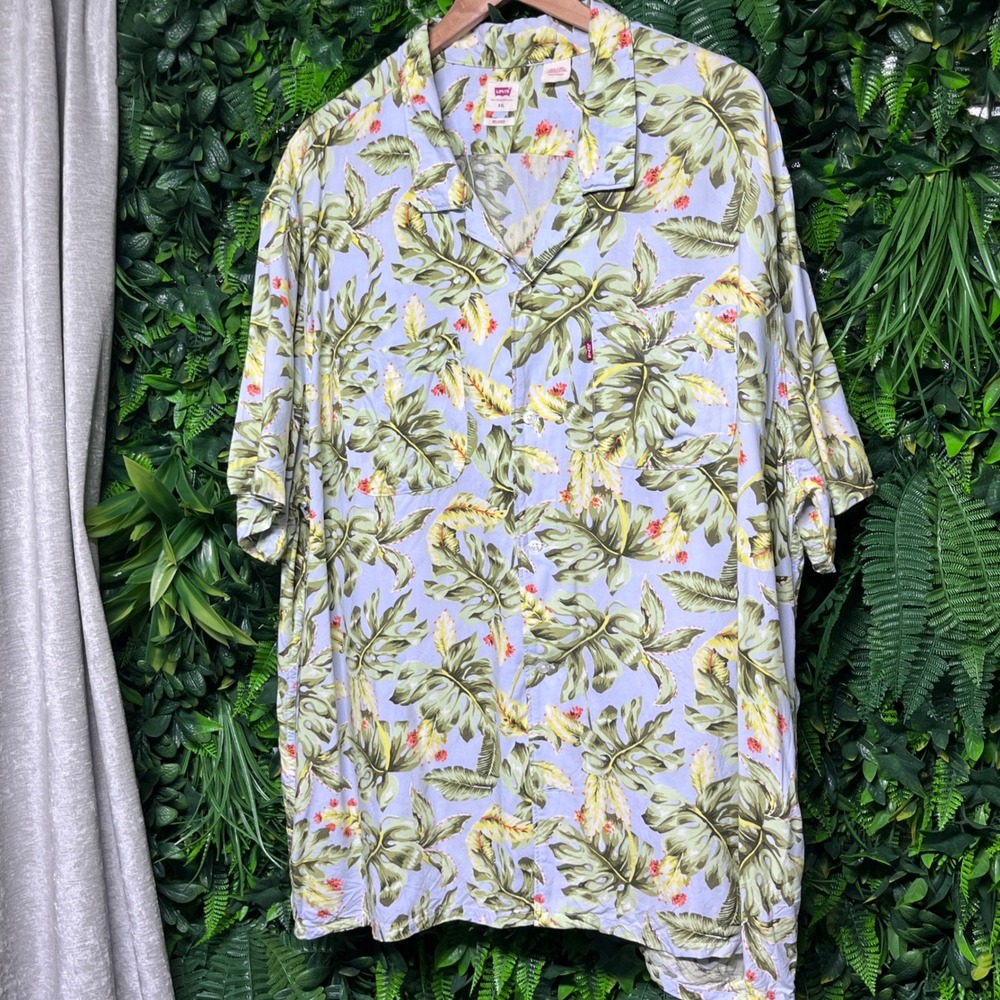 Levis‎ Shirt Mens XXL Relaxed Fit Tropical Floral Short Sleeve Button Up 3356